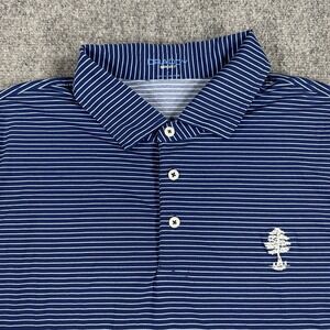 B Draddy Sport Golf Polo Mens Large Blue Striped Performance